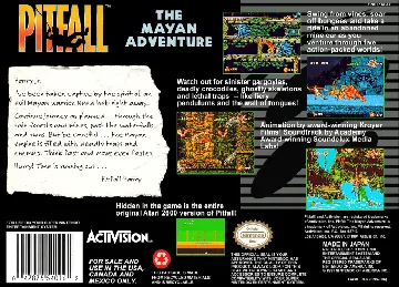 Pitfall - The Mayan Adventure (USA) (Beta) box cover back